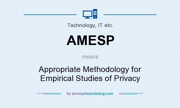 What does AMESP mean? It stands for Appropriate Methodology for Empirical Studies of Privacy