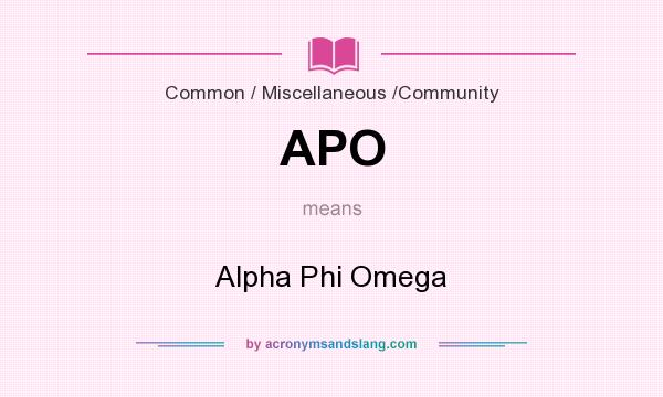 What does APO mean? It stands for Alpha Phi Omega