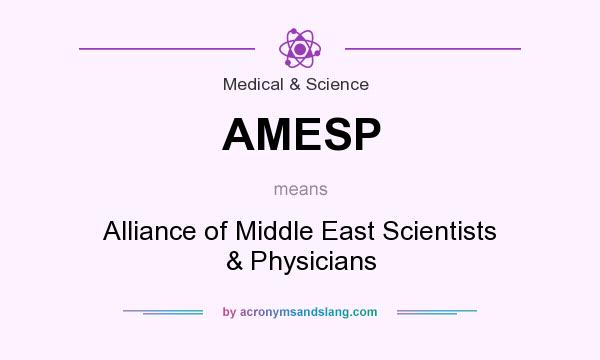 What does AMESP mean? It stands for Alliance of Middle East Scientists & Physicians