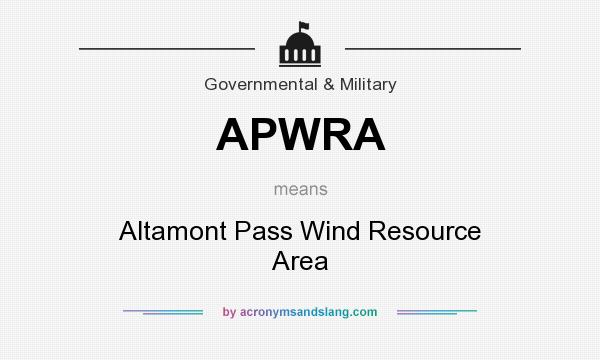 What does APWRA mean? It stands for Altamont Pass Wind Resource Area