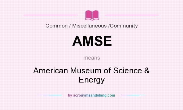 What does AMSE mean? It stands for American Museum of Science & Energy