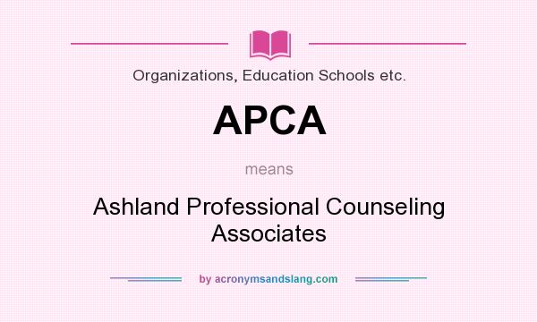 What does APCA mean? It stands for Ashland Professional Counseling Associates