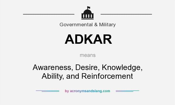 What does ADKAR mean? It stands for Awareness, Desire, Knowledge, Ability, and Reinforcement