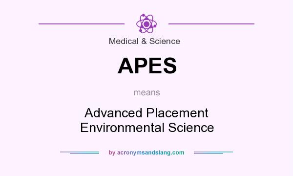 What does APES mean? It stands for Advanced Placement Environmental Science
