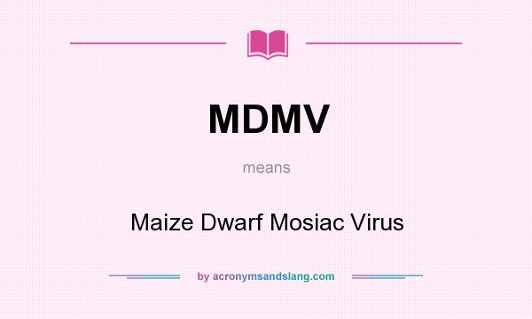 What does MDMV mean? It stands for Maize Dwarf Mosiac Virus