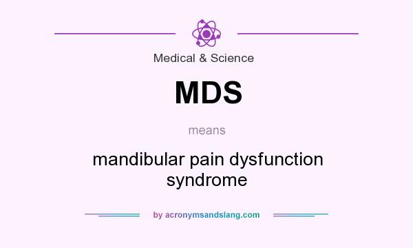 What does MDS mean? It stands for mandibular pain dysfunction syndrome