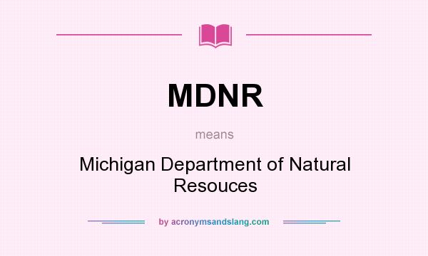 What does MDNR mean? It stands for Michigan Department of Natural Resouces