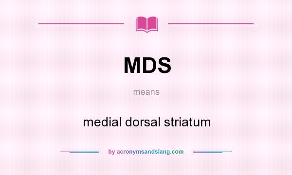What does MDS mean? It stands for medial dorsal striatum