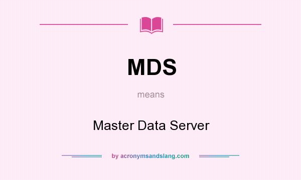 What does MDS mean? It stands for Master Data Server