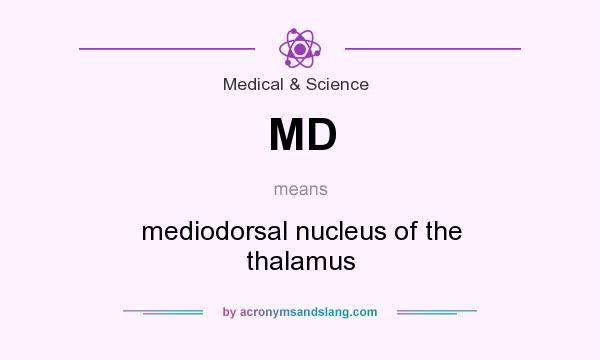 What does MD mean? It stands for mediodorsal nucleus of the thalamus