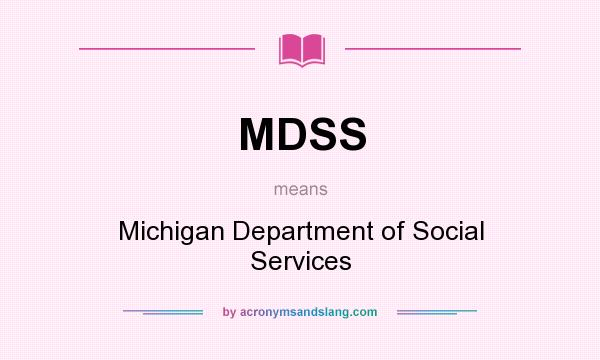What does MDSS mean? It stands for Michigan Department of Social Services