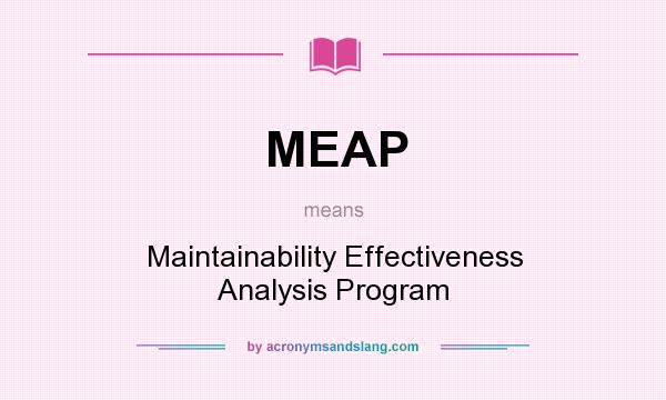 What does MEAP mean? It stands for Maintainability Effectiveness Analysis Program
