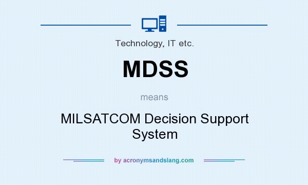What does MDSS mean? It stands for MILSATCOM Decision Support System