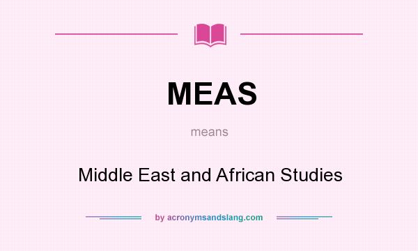 What does MEAS mean? It stands for Middle East and African Studies