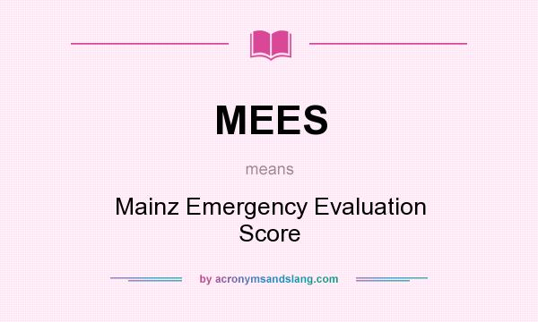 What does MEES mean? It stands for Mainz Emergency Evaluation Score