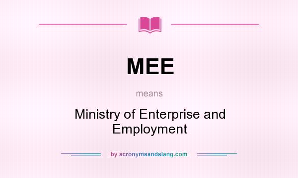 What does MEE mean? It stands for Ministry of Enterprise and Employment
