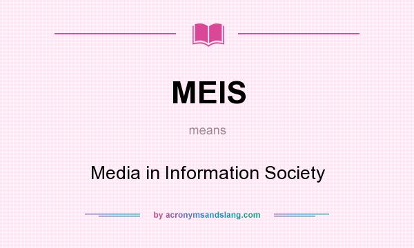 What does MEIS mean? It stands for Media in Information Society