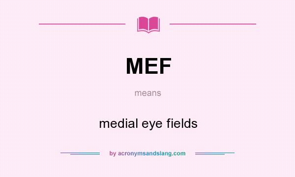 What does MEF mean? It stands for medial eye fields