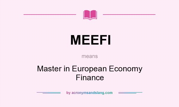 What does MEEFI mean? It stands for Master in European Economy Finance