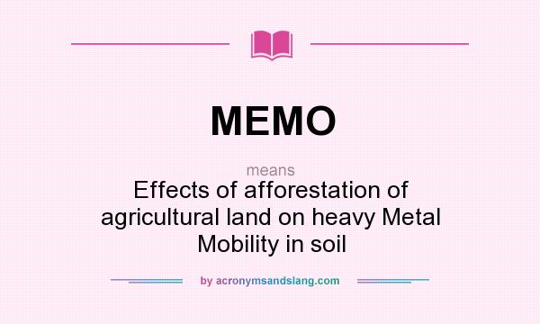 What does MEMO mean? It stands for Effects of afforestation of agricultural land on heavy Metal Mobility in soil