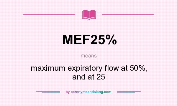 What does MEF25% mean? It stands for maximum expiratory flow at 50%, and at 25