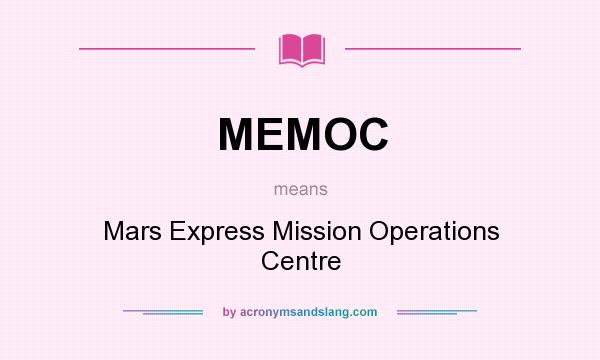 What does MEMOC mean? It stands for Mars Express Mission Operations Centre