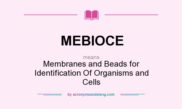 What does MEBIOCE mean? It stands for Membranes and Beads for Identification Of Organisms and Cells