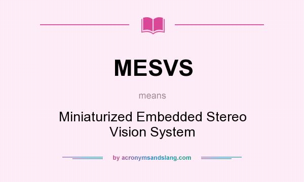 What does MESVS mean? It stands for Miniaturized Embedded Stereo Vision System