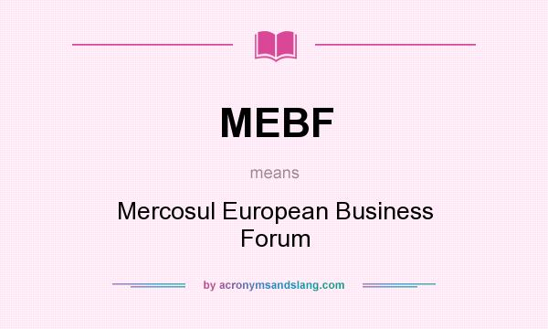 What does MEBF mean? It stands for Mercosul European Business Forum