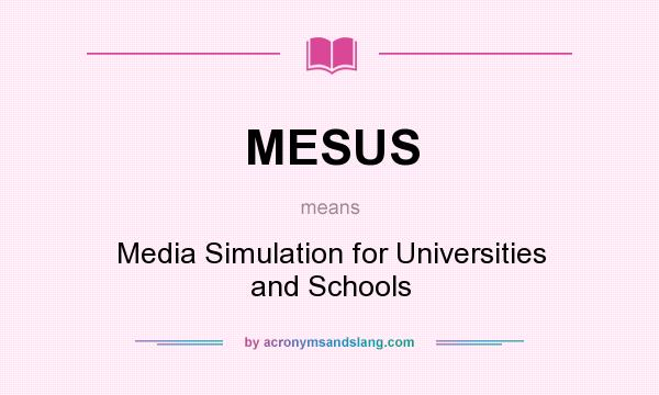 What does MESUS mean? It stands for Media Simulation for Universities and Schools