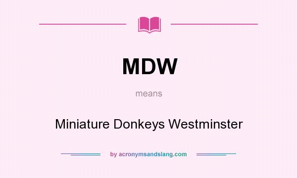 What does MDW mean? It stands for Miniature Donkeys Westminster