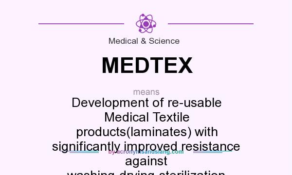 What does MEDTEX mean? It stands for Development of re-usable Medical Textile products(laminates) with significantly improved resistance against washing-drying-sterilization processes