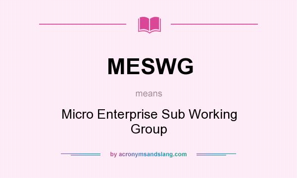 What does MESWG mean? It stands for Micro Enterprise Sub Working Group