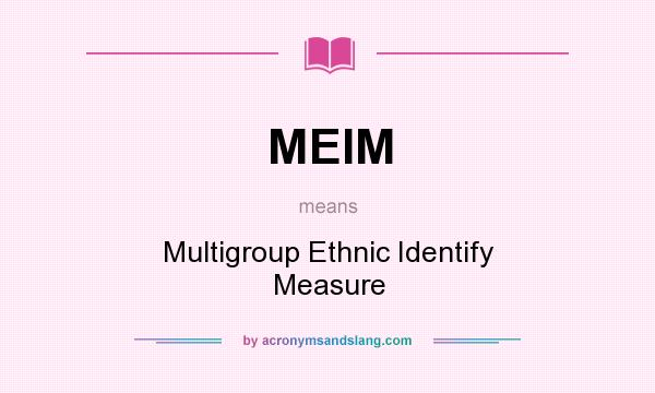 What does MEIM mean? It stands for Multigroup Ethnic Identify Measure