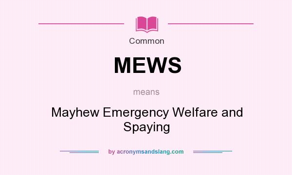 What does MEWS mean? It stands for Mayhew Emergency Welfare and Spaying