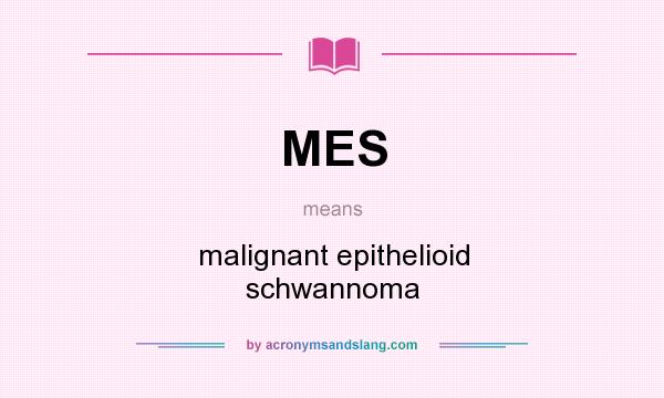 What does MES mean? It stands for malignant epithelioid schwannoma