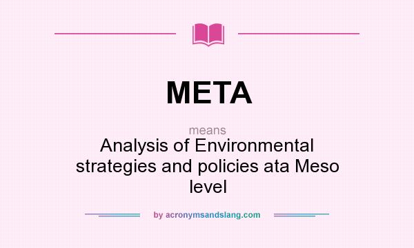 What does META mean? It stands for Analysis of Environmental strategies and policies ata Meso level