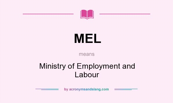 What does MEL mean? It stands for Ministry of Employment and Labour