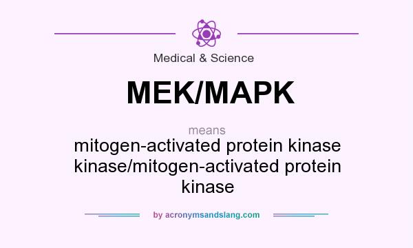 What does MEK/MAPK mean? It stands for mitogen-activated protein kinase kinase/mitogen-activated protein kinase