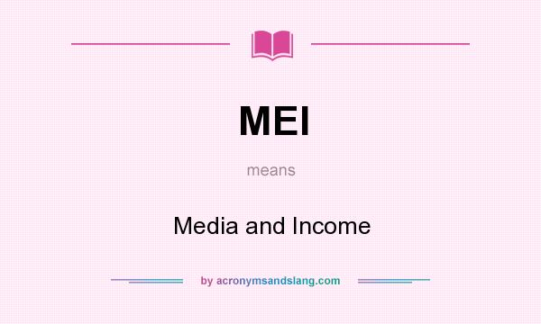 What does MEI mean? It stands for Media and Income