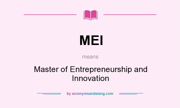 What does MEI mean? It stands for Master of Entrepreneurship and Innovation