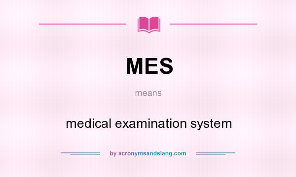 What does MES mean? It stands for medical examination system
