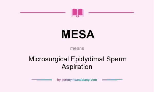 What does MESA mean? It stands for Microsurgical Epidydimal Sperm Aspiration
