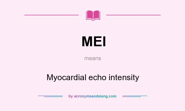 What does MEI mean? It stands for Myocardial echo intensity