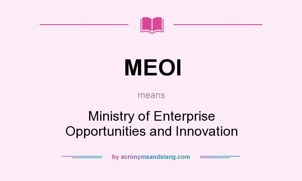 What does MEOI mean? It stands for Ministry of Enterprise Opportunities and Innovation