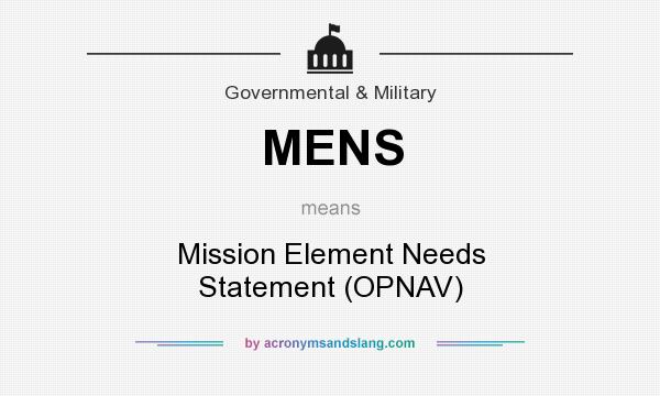 What does MENS mean? It stands for Mission Element Needs Statement (OPNAV)