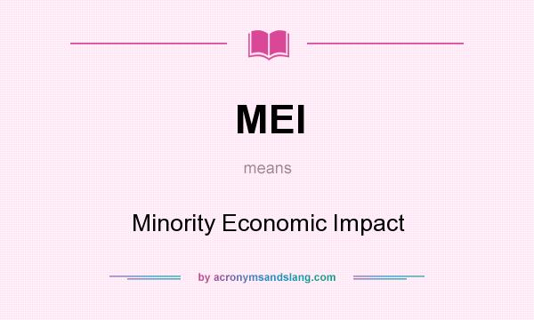What does MEI mean? It stands for Minority Economic Impact