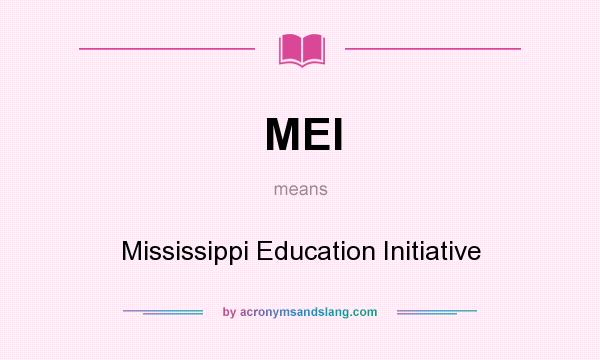 What does MEI mean? It stands for Mississippi Education Initiative