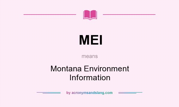 What does MEI mean? It stands for Montana Environment Information