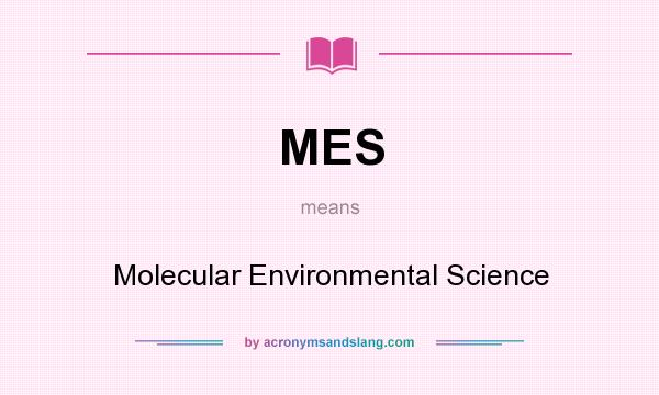 What does MES mean? It stands for Molecular Environmental Science